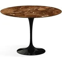 knoll international table de salle à manger saarinen - noir - marbre brown emperador-satiné/mat - ø 107 cm