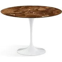 knoll international table de salle à manger saarinen - blanc - marbre brown emperador-satiné/mat - ø 107 cm