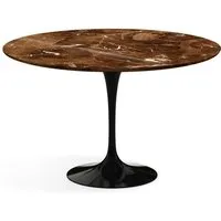 knoll international table de salle à manger saarinen - noir - marbre brown emperador-très brillant - ø 120 cm
