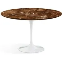 knoll international table de salle à manger saarinen - blanc - marbre brown emperador-très brillant - ø 120 cm
