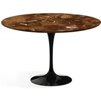 knoll international table de salle à manger saarinen - noir - marbre brown emperador-satiné/mat - ø 120 cm
