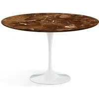 knoll international table de salle à manger saarinen - blanc - marbre brown emperador-satiné/mat - ø 120 cm