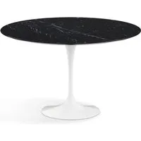 knoll international table de salle à manger saarinen - blanc - marbre nero marquina-très brillant - ø 120 cm