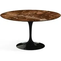 knoll international table de salle à manger saarinen - noir - marbre brown emperador-très brillant - ø 137 cm