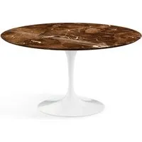 knoll international table de salle à manger saarinen - blanc - marbre brown emperador-très brillant - ø 137 cm