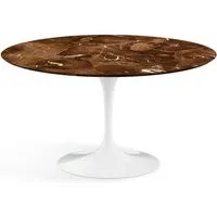 knoll international table de salle à manger saarinen - blanc - marbre brown emperador-satiné/mat - ø 137 cm