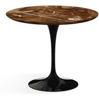 knoll international table de salle à manger saarinen - noir - marbre brown emperador-très brillant - ø 91 cm