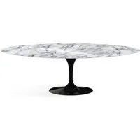 knoll international table de salle à manger saarinen - oval - noir - marbre arabescato-très brillant - oval 244 x 137 cm