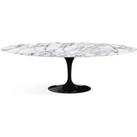 knoll international table de salle à manger saarinen - oval - noir - marbre arabescato-satiné/mat - oval 244 x 137 cm