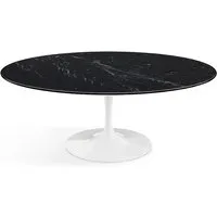knoll international table basse saarinen - oval - blanc - marbre nero marquina-très brillant