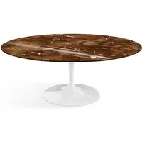 knoll international table basse saarinen - oval - blanc - marbre brown emperador-très brillant