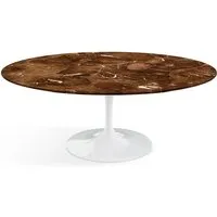 knoll international table basse saarinen - oval - blanc - marbre brown emperador-satiné/mat