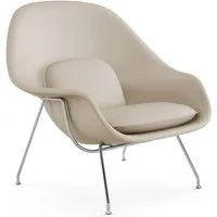knoll international fauteuil saarinen womb  - volo parchment - beige/marron - chrome - relax - remplissage fibre de polyester - standard (l/l/p 106x92x94 cm)