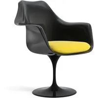 knoll international chaise avec accoudoirs saarinen tulip - ultrasuede - jaune - noir - coussin d'assise - ultrasuede - fixé