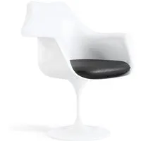 knoll international chaise avec accoudoirs saarinen tulip - vinyl - noir - blanc - coussin d'assise - vinyle - rotatif