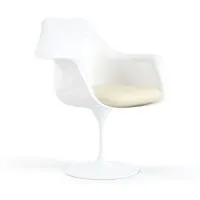 knoll international chaise avec accoudoirs saarinen tulip - vinyl - blanc - blanc - coussin d'assise - vinyle - rotatif