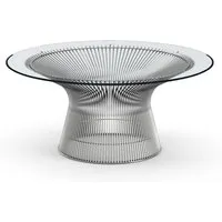 knoll international table basse platner  - verre cristal - nickel poli - ø 91,5 cm