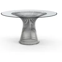 knoll international table de salle à manger platner  - verre cristal - nickel poli