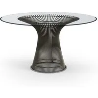 knoll international table de salle à manger platner  - verre cristal - peinture bronze métallisé