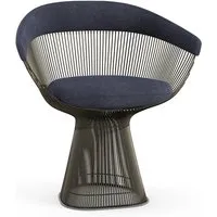 knoll international chaise avec accoudoirs platner side - circa - bleu - peinture bronze métallisé