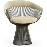 knoll international chaise avec accoudoirs platner side - circa - blanc crème - peinture bronze métallisé