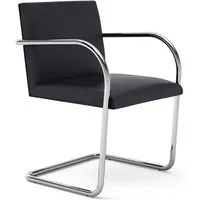 knoll international chaise avec accoudoirs brno - tube rond - volo black - noir - avec accoudoir