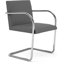 knoll international chaise avec accoudoirs brno - tube rond - volo cadet - gris foncé - avec accoudoir