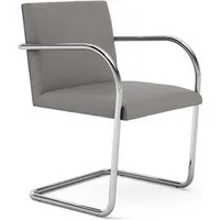 knoll international chaise avec accoudoirs brno - tube rond - volo flint - gris - avec accoudoir