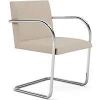 knoll international chaise avec accoudoirs brno - tube rond - volo parchment - beige/marron - avec accoudoir