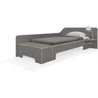 müller möbelwerkstätten lit d'une place plane  - cpl carbone avec bord en contreplaqué de bouleau - avec coffre de lit - à droite