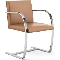 knoll international chaise avec accoudoirs brno - acier plat - volo tan- marron - avec accoudoir