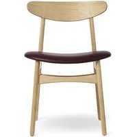 carl hansen & søn chaise ch30p  - chêne blanc huilé - cuir rouge/thor 332