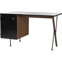 gubi table de bureau série 62 - noir semi-mat - noyer américain