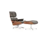 vitra lounge chair & ottoman - poli - cuir premium f marron - cerisier américain - dimensions nouvelles - 89 cm