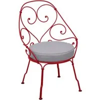 fermob fauteuil 1900 cabriolet - 67 rouge coquelicot - gris flanelle
