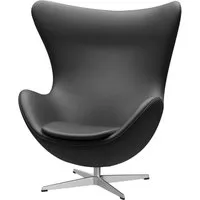 fritz hansen fauteuil egg chair - cuir essential noir - aluminium