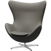 fritz hansen fauteuil egg chair - cuir essential lave - aluminium