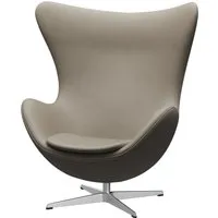 fritz hansen fauteuil egg chair - cuir essential gris clair - aluminium