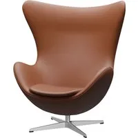 fritz hansen fauteuil egg chair - cuir essential noyer - aluminium