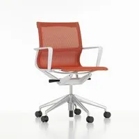 vitra chaise de bureau physix piètement à cinq étoiles - poli - 10 brique - gris doux - roulettes pour tapis de sol
