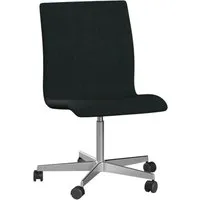 fritz hansen chaise de bureau oxford à roulettes 5 branches dossier bas - hauteur d'assise fixe - remix noir - sans accoudoirs