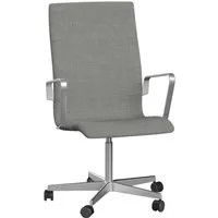 fritz hansen chaise de bureau oxford à roulettes 5 branches dossier moyen - hauteur d'assise fixe - remix gris clair - avec accoudoirs