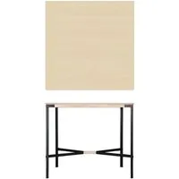 moormann table haute seiltänzer - placage frêne blanc - corde rouge - 120 x 120 cm