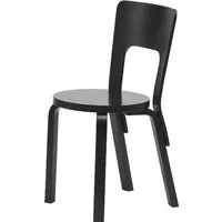 artek chaise 66 - pieds bouleau noir /assise bouleau noir