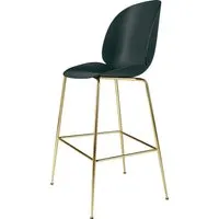 gubi chaise de bar beetle - vert foncé - laiton - 73 cm