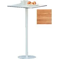 jan kurtz table bistrot way - teck naturel - blanc rond - carré, 60 x 60 cm
