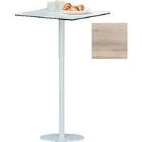 jan kurtz table haute way - aspect bois - blanc rond - carré, 60 x 60 cm