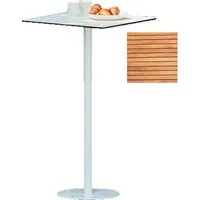 jan kurtz table haute way - teck naturel - blanc rond - carré, 60 x 60 cm