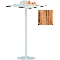 jan kurtz table haute way - teck naturel - blanc rond - rond - ø70