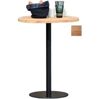 jan kurtz table haute way - teck naturel - noir rond - carré, 60 x 60 cm